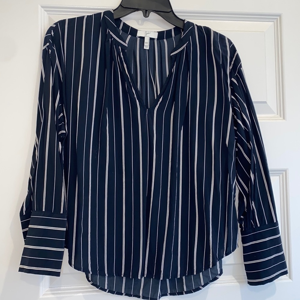 Joie Striped Navy Blouse